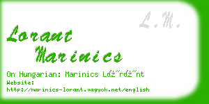 lorant marinics business card